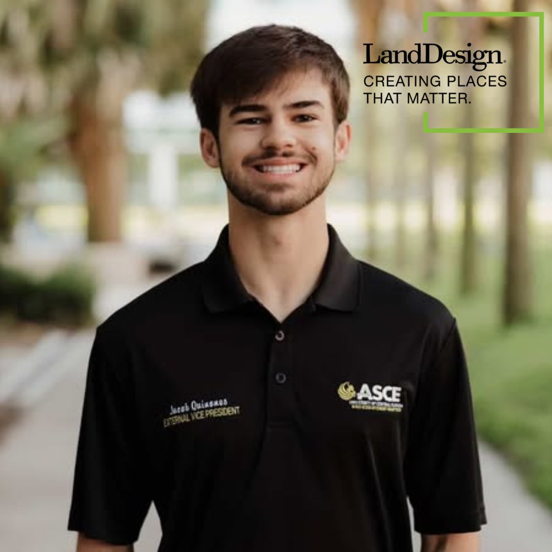 Meet Jacob Quinones, an intern at LandDesign!  

He secured this exciting opportunity through the ASCE General Body Meeting.  

In his role, he works on commercial and residential site development projects across Orlando.