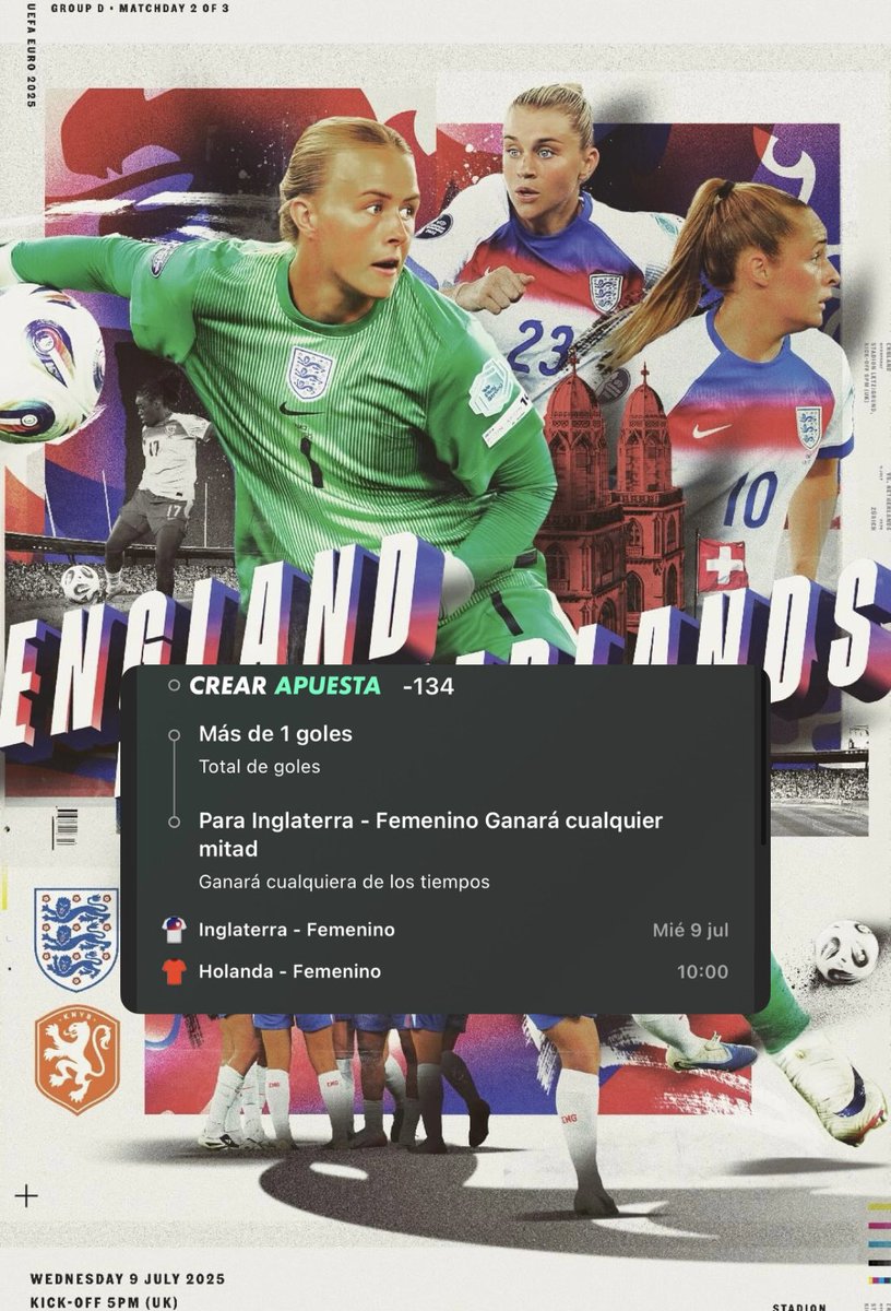 HbPicks's tweet photo. Todo o nada para Inglaterra . 
Un resultado que no sea la victoria las deja fuera . 
Inglaterra vs Países Bajos: 
Inglaterra ganará una mitad / Más de 1 gol https://t.co/ik68RCgzGR
