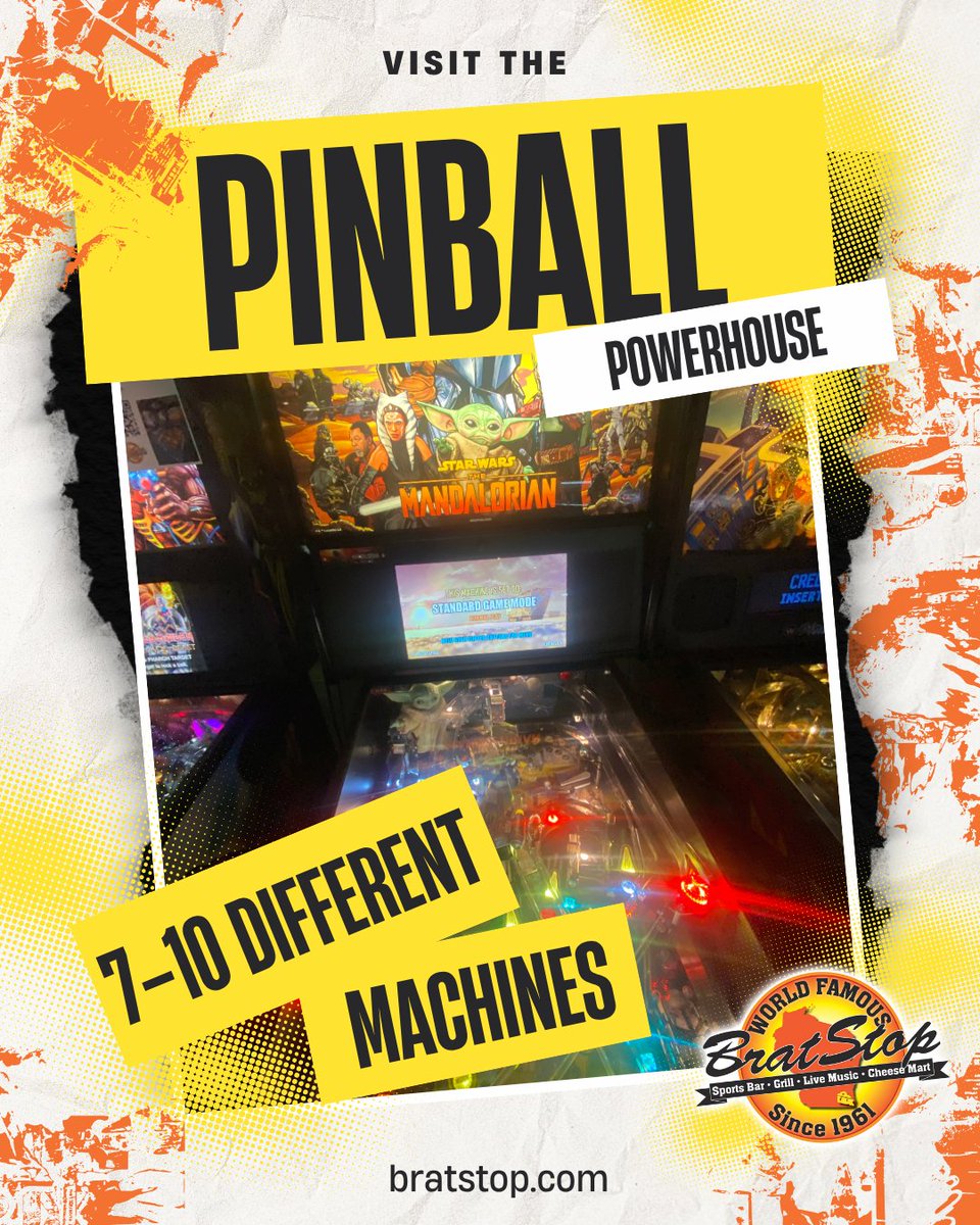 TheBratStop's tweet photo. 📍#1 Pinball Spot in Kenosha
💥 Classic feel. New challenges.
Pull the plunger and let’s go!
#BratStopGames #ArcadeTime #KenoshaEntertainment https://t.co/T7kxqvwcNU