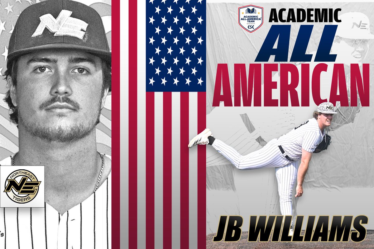 Northeast Tigers (@nemcctigers) on Twitter photo BSB | The 𝙗𝙚𝙨𝙩 𝙤𝙛 𝙩𝙝𝙚 𝙗𝙚𝙨𝙩 in 📚 and ⚾️
Congratulations to <a href="/NEMCCBASEBALL/">Northeast Baseball</a>’s JB Williams on receiving <a href="/AcadAllAmerica/">Academic All-America®, selected by CSC</a> honors!
Williams maintained a cumulative GPA greater than 3.75 while leading the Tigers on the mound with an 8-2 record this spring!
🐯 #TigerTown BSB | The 𝙗𝙚𝙨𝙩 𝙤𝙛 𝙩𝙝𝙚 𝙗𝙚𝙨𝙩 in 📚 and ⚾️
Congratulations to <a href="/NEMCCBASEBALL/">Northeast Baseball</a>’s JB Williams on receiving <a href="/AcadAllAmerica/">Academic All-America®, selected by CSC</a> honors!
Williams maintained a cumulative GPA greater than 3.75 while leading the Tigers on the mound with an 8-2 record this spring!
🐯 #TigerTown