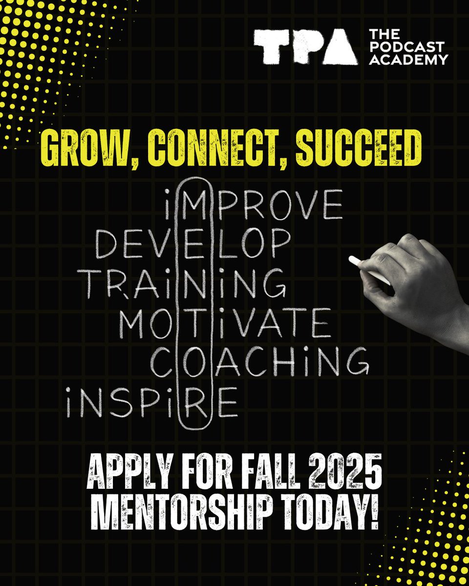 podcastacademy's tweet image. Join The Podcast Academy's Fall 2025 Mentorship Program and take your skills to the next level. Apply now to grow, connect, and succeed!
thepodcastacademy.com/mentorship