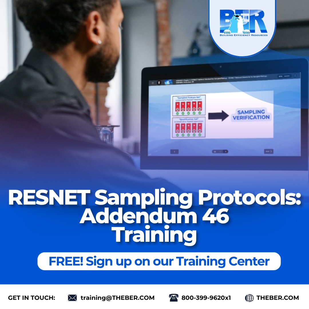 theber_com's tweet photo. Effective July 1st, 2025, all projects undergoing Sampled Ratings must meet the revised Sampling procedures of MINHERS Chapter 6 per Addendum 46. This FREE training will refine your expertise to jump-start your journey in performing Sampled Ratings, we’ve got you covered! https://t.co/MQh2bXtWZF