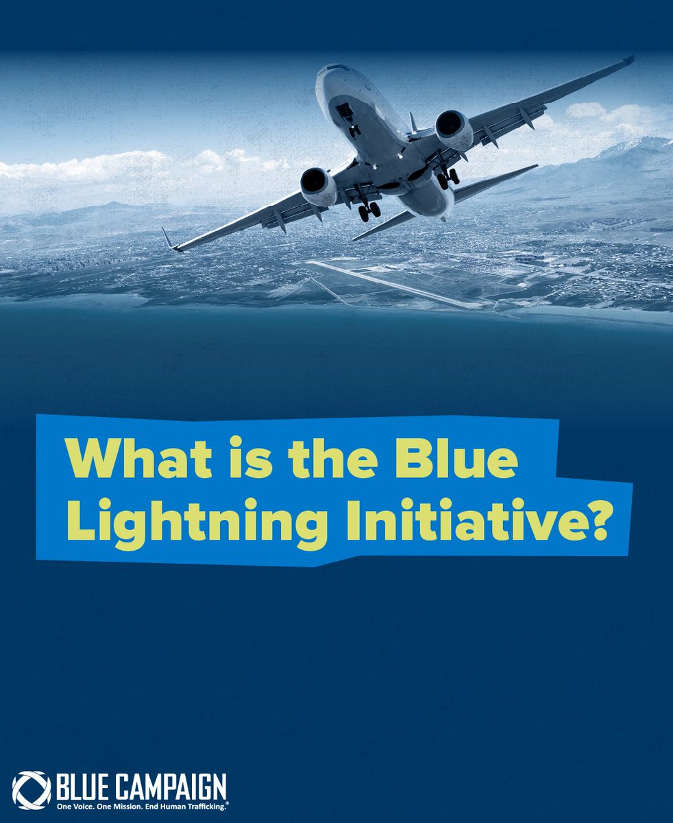 DHSBlueCampaign's tweet image. We’re proud to partner with @USDOTand @CBP through the #BlueLightningInitiative to combat human trafficking in the aviation industry. Learn more: go.dhs.gov/Z3L. #HumanTraffickingAwareness
