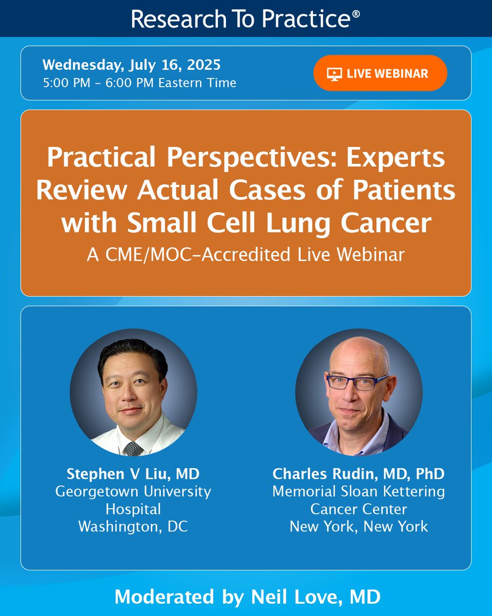 DrNeilLove's tweet image. Next week, Dr Neil Love will explore actual cases of patients with small cell lung cancer. Register at the link. ow.ly/HciX50Wkyto