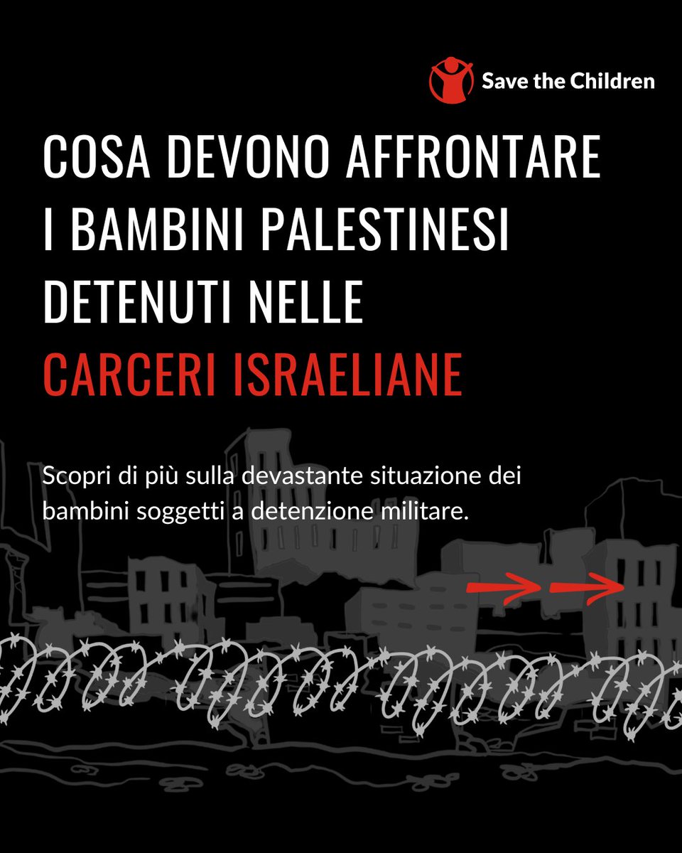 SaveChildrenIT's tweet image. La situazione dei bambini #palestinesi nelle prigioni israeliane era già estremamente grave prima della guerra, ma dall'inizio del conflitto è peggiorata ulteriormente.
Chiediamo al governo israeliano di porre fine alla detenzione dei bambini in questo sistema violento.