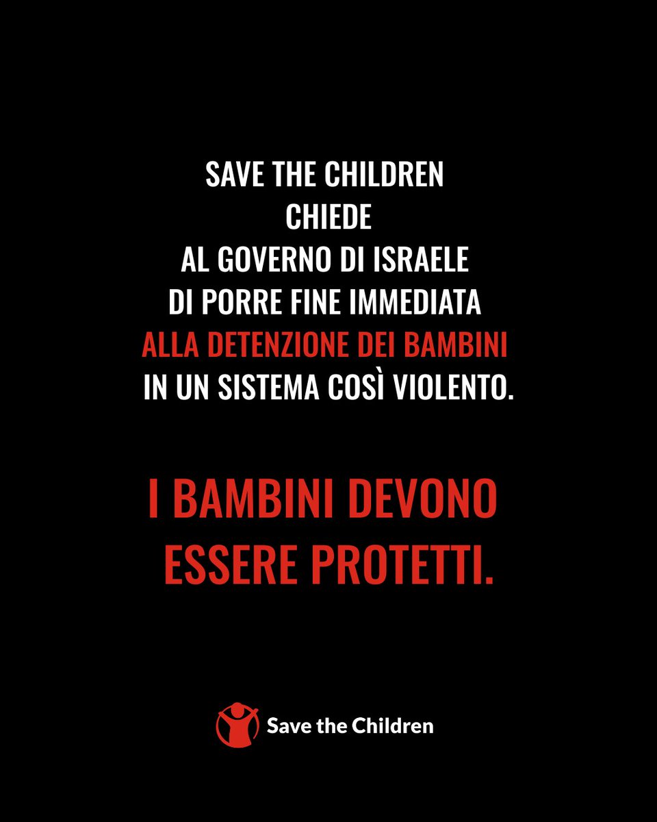 SaveChildrenIT's tweet image. La situazione dei bambini #palestinesi nelle prigioni israeliane era già estremamente grave prima della guerra, ma dall'inizio del conflitto è peggiorata ulteriormente.
Chiediamo al governo israeliano di porre fine alla detenzione dei bambini in questo sistema violento.