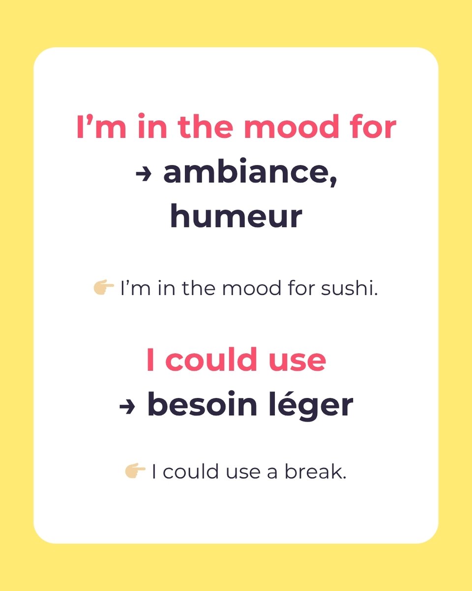 anglify_fr's tweet photo. Tu utilises toujours “I want” ?
Pas grave, mais… il existe plein d’expressions simples pour varier et sonner plus fluide 🤓

#AnglaisFacile #ApprendreLanglais #ParlerAnglais #Anglify #AnglaisDébutant #OserParler #VocabulaireAnglais #ExpressionAnglaise #IWantAlternatives https://t.co/xy8UzHa8Kv
