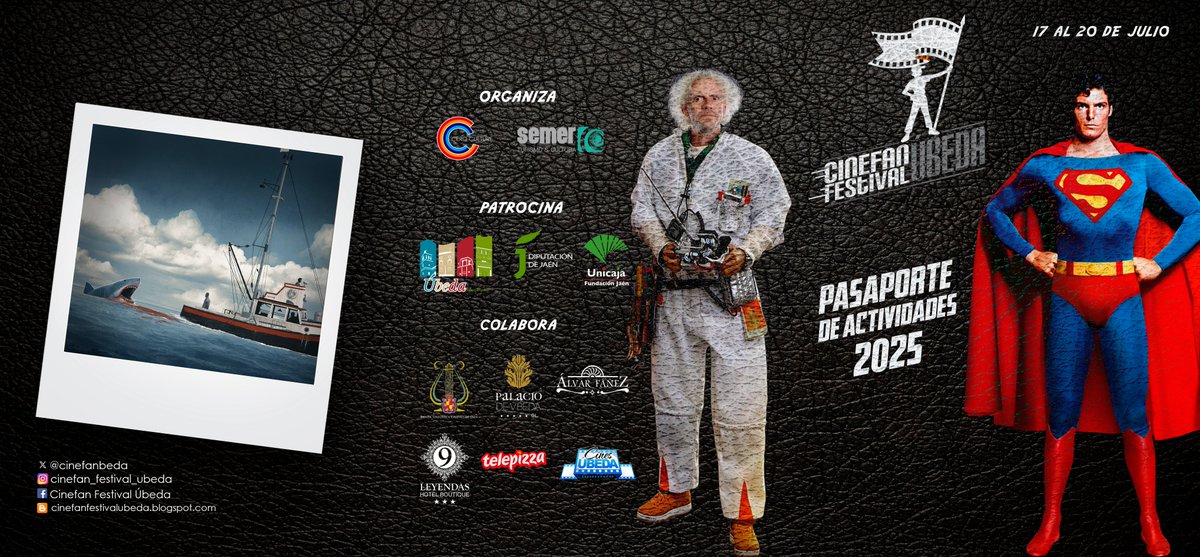 📽️Ya está disponible el Pasaporte del Festival 2025. Este elemento será necesario para todos los seguidores del festival que quieran participar en muchas de las actividades que van a tener lugar.

➕Información pinchando en el enlace.

cinefanfestivalubeda.blogspot.com/2025/07/pasapo…