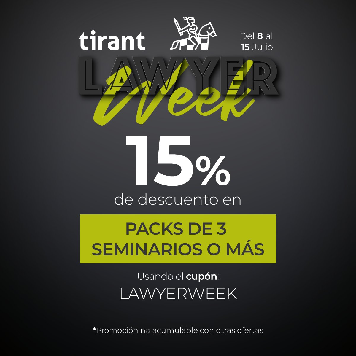 ¡🇲🇽 Esta semana celebramos a quienes hacen del Derecho su vocación!
En la Tirant Lawyer Week tenemos promociones exclusivas por el Día del Abogado:

🎓 Hasta 25% dto en cursos e-learning.
💻 15% dto en packs de 3 o más seminarios.

Aprovecha ahora👉 formacion.tirant.com/mx/tirant-lawy…