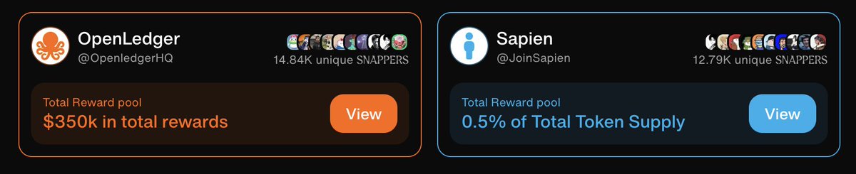 IF YOU 🫵ARE POOR (like me) 

LISTEN TF UP 👂, THIS IS OUR CHANCE 

<a href="/JoinSapien/">Sapien</a> 
- 12,790 Snappers
- At 40% Loading, Its coming fast 🏎️

<a href="/OpenledgerHQ/">Openledger</a>  
- 14,840 Snappers
- 11 Days left till Campaign is over 🗓️

YOU PICK "Feeling Fomo" or "Thanks for the Stimmy"