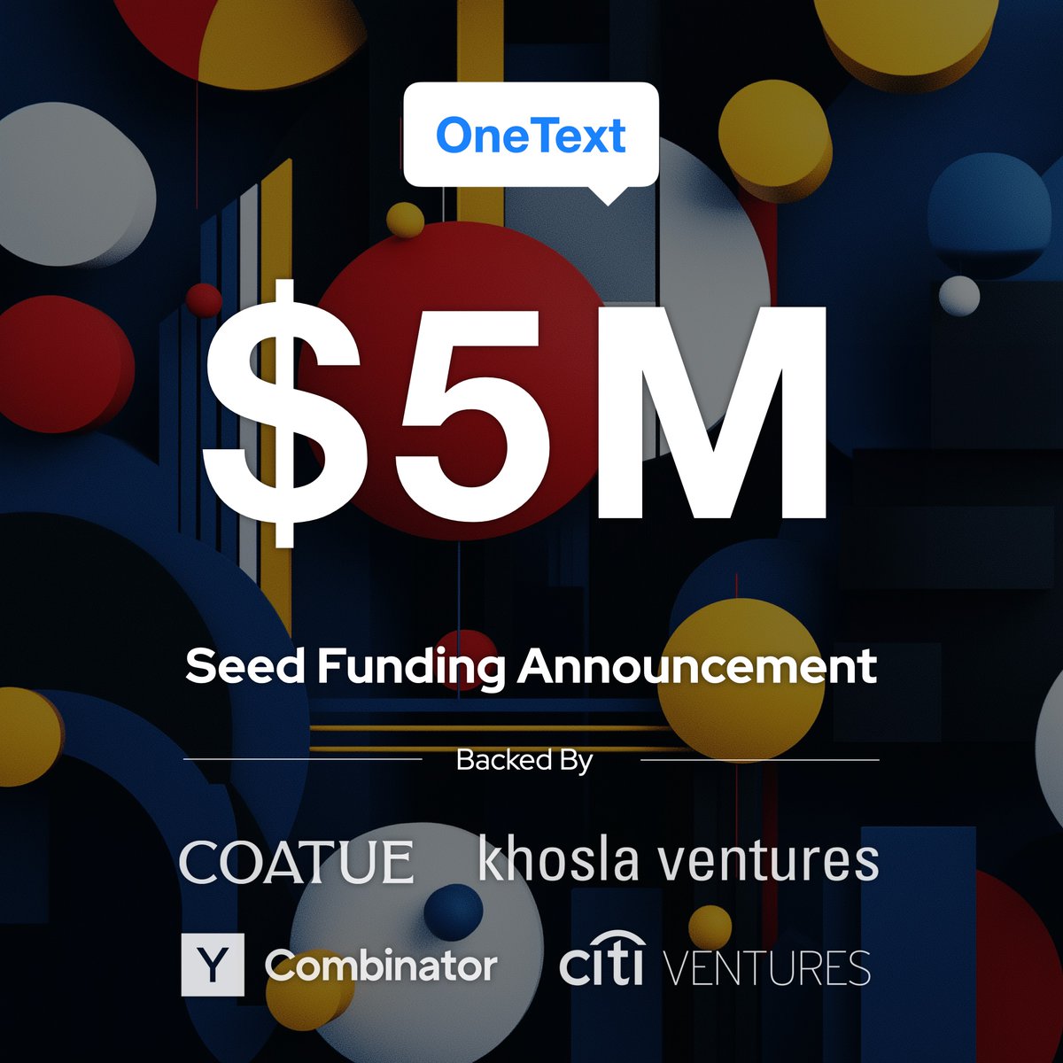 Jonathan Fudem (@jfudem) on Twitter photo I’m thrilled to announce that @onetext has raised $5 million in seed funding to build the future of payments.
👉 Read <a href="/TechCrunch/">TechCrunch</a>'s exclusive (link in thread).
Our rockstar investors include Coatue, Khosla Ventures, Y Combinator, Citi, Good Friends Venture Capital (founders of I’m thrilled to announce that @onetext has raised $5 million in seed funding to build the future of payments.
👉 Read <a href="/TechCrunch/">TechCrunch</a>'s exclusive (link in thread).
Our rockstar investors include Coatue, Khosla Ventures, Y Combinator, Citi, Good Friends Venture Capital (founders of