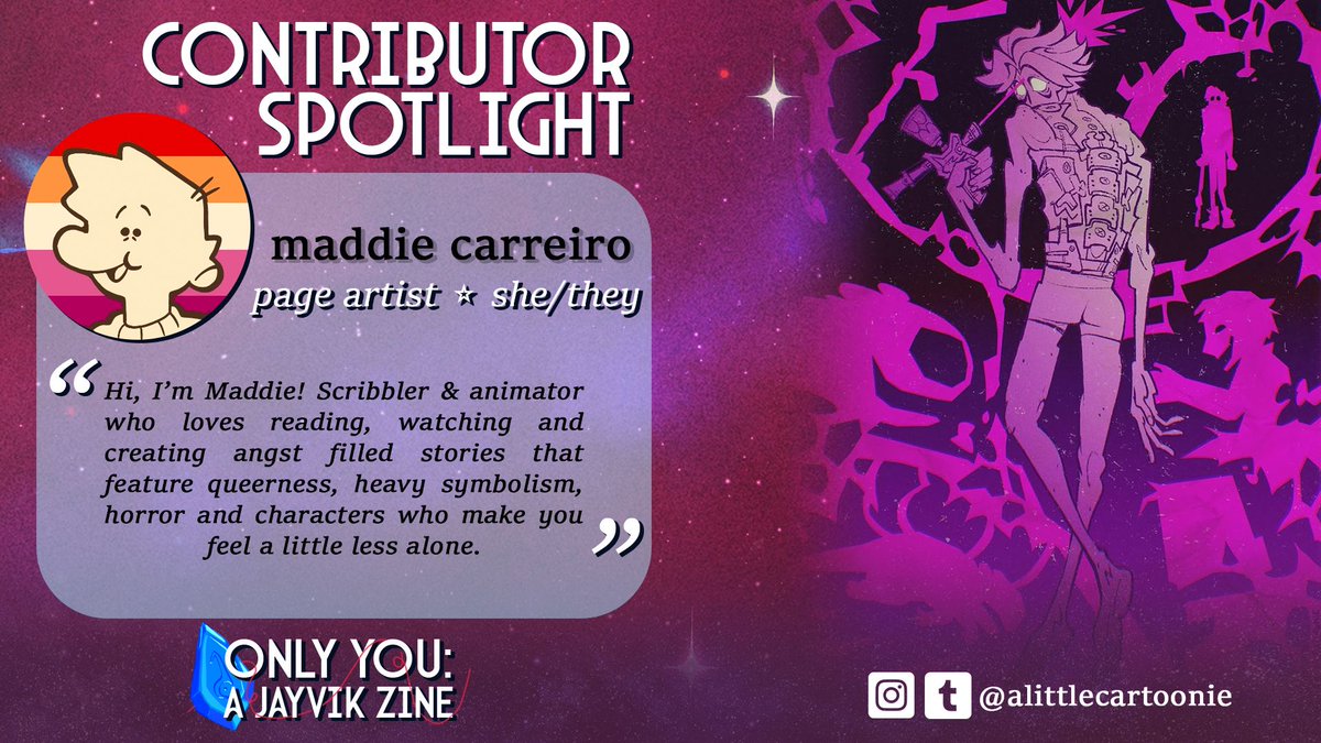onlyyoujayvik's tweet image. ⚙️ CONTRIBUTOR SPOTLIGHT ⚙️
Introducing one of our page artists, Maddie!
Maddie's work is so expressive, it's sure to tug on your heartstrings. We can't wait to see what they make!