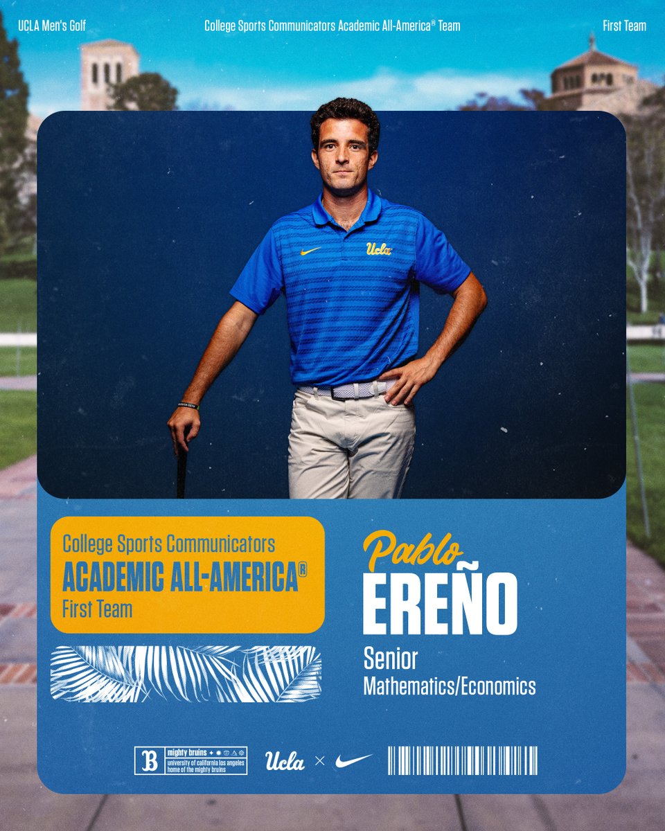 Congratulations to Pablo Ereño on being honored as an Academic All-America® Men’s At-Large first team selection.

Ereño twice earned Academic All-America acclaim during his four-year <a href="/UCLA/">UCLA</a> golf career.

𝐃𝐄𝐓𝐀𝐈𝐋𝐒: ucla.in/3GEgKLv