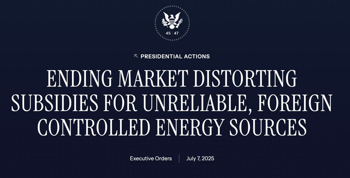 RepRussFulcher's tweet image. President Trump has issued an Executive Order—which builds upon Congress’s H.R. 1, the One Big Beautiful Bill—to terminate Biden-era wind and solar subsidies.
Idaho taxpayers should not be footing the bill for unreliable, expensive energy sources that strain our electric grid…
