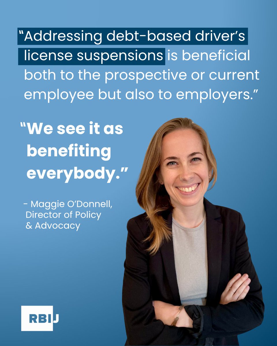 RBI_Justice's tweet image. Debt-related driver's license suspensions for unpaid court fines and fees block skilled talent from employment.
@FedCommunities interviewed RBIJ's Director of Policy & Advocacy and leaders from @FinesandFeesJC and @FlaggerForce for more on this issue ➡️ bit.ly/3IijheQ