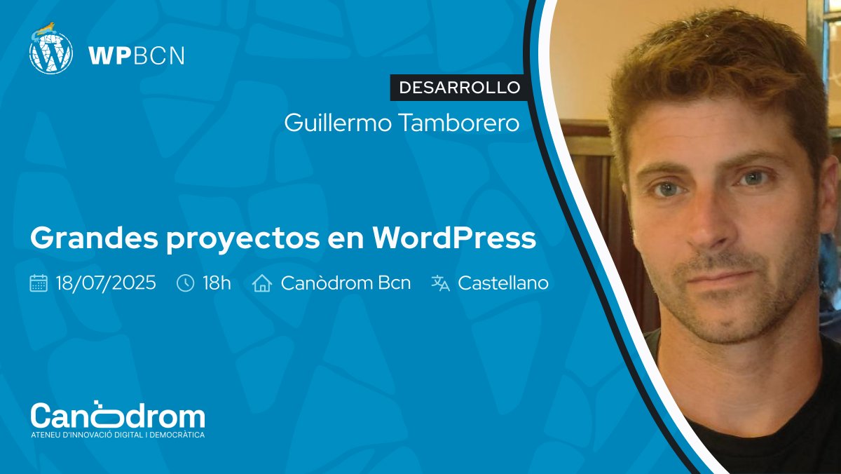 Ya tenemos lista nuestra última Meetup de verano "Grandes proyectos en WordPress" donde el compañero Guillermo Tamborero <a href="/gtamborero/">Guillermo</a>
nos mostrará un proyecto real desarrollado para una empresa internacional con presencia en múltiples regiones e idiomas. meetup.com/es-ES/wordpres…