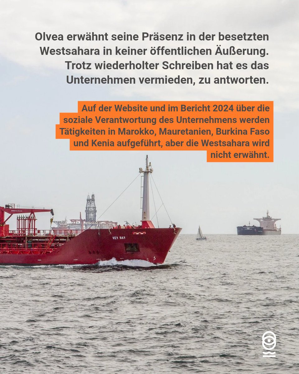 wsrwDE's tweet image. 📢 Endlich geben sie es zu.
Jahrelang hat Olvea vermieden, auf unsere Briefe zu antworten. Das Unternehmen erwähnt in keiner seiner öffentlichen Berichte, dass es in der besetzten #Westsahara tätig ist.
Bis wir auf erdrückende Beweise gestoßen sind...
wsrw.org/de/nachrichten…
