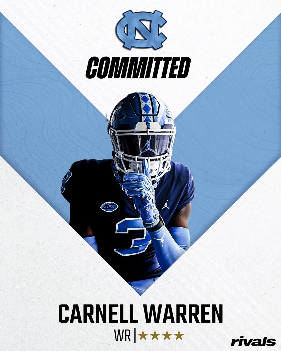 On3 Recruits (@on3recruits) on Twitter photo 🚨BREAKING🚨 4-star WR Carnell Warren has committed to North Carolina, <a href="/ChadSimmons_/">ChadSimmons</a> reports🐏
Read: on3.com/rivals/news/4-… 🚨BREAKING🚨 4-star WR Carnell Warren has committed to North Carolina, <a href="/ChadSimmons_/">ChadSimmons</a> reports🐏
Read: on3.com/rivals/news/4-…