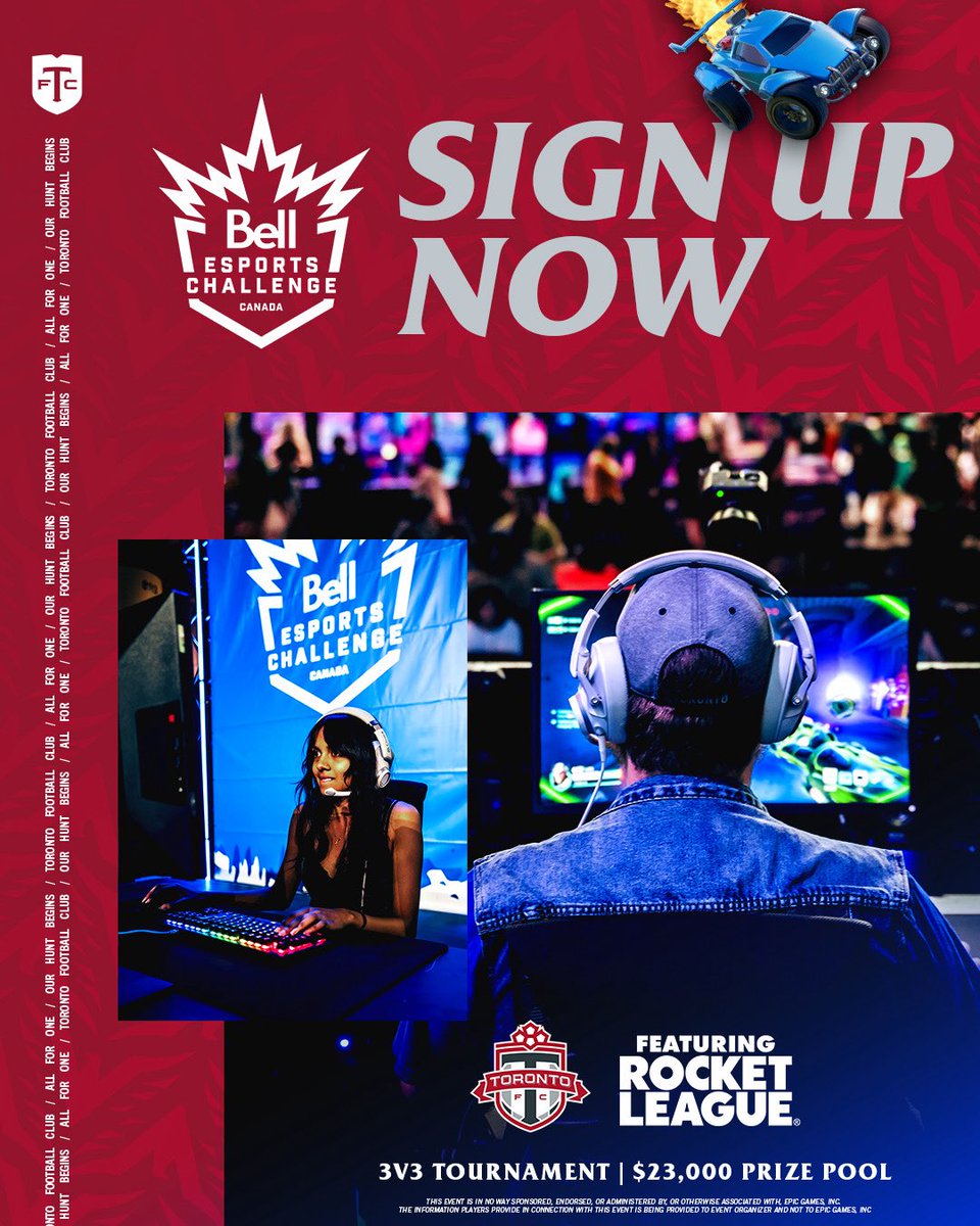 We're teaming up with <a href="/Bell/">Bell</a> to bring ROCKET LEAGUE back to Bell Esports Challenge 🏆

💰 $23,000 Prize Pool
🏟️ LAN Finals at <a href="/FANEXPOCANADA/">FANEXPO Canada</a>
🔗bellesportschallenge.ca

#BellEsportsChallenge | #TFCLive