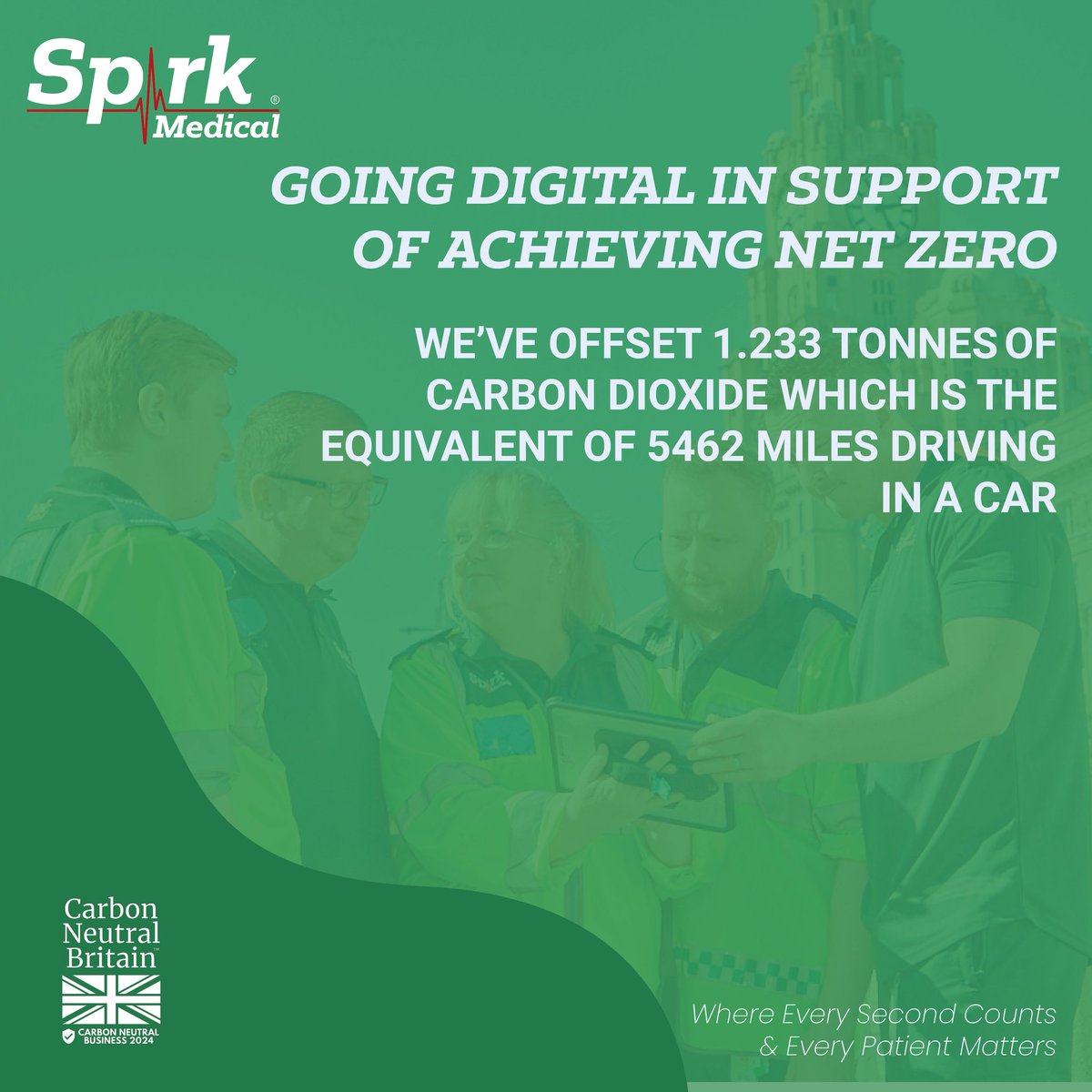 spark_medical's tweet photo. Driving change along with driving down greenhouse gasses - Since going live with  @DedalusUKI  award-winning mobile Electronic Patient Record (EPR) for ambulance services. Making the swap from paper to gigital has allowed us to offset 1.23 tonnes of carbon dioxide #GoingGreen https://t.co/18WJwYGPBu