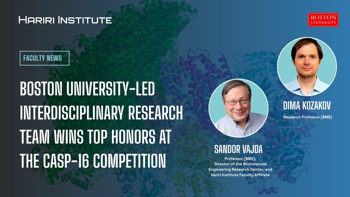 BU_Computing's tweet image. A BU-led interdisciplinary team earned top honors at #CASP16 for predicting multiprotein complexes—a key test of computational modeling accuracy! Led by @BU_Tweets Professors Dima Kozakov & Sandor Vajda with support from Dr. Taras Patsahan (NAS Ukraine). Big win for science &…