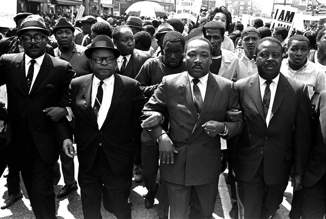 mistereastcoast's tweet photo. In 1968, Dr. Martin Luther King Jr. marched on the picket line with striking Sanitation Workers in Memphis. He delivered his famous speech “I’ve Been To The Mountaintop” the day before he was assassinated. Summary &amp; thoughts 🧵 

#DC33Strike #ParkerPiles @afscme33 @PhillyAFLCIO https://t.co/4YejXvPm5h