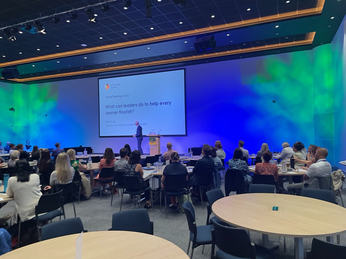 EvidenceInEdu's tweet image. Great day at the Nurturing Great Teaching conference with @texchangep
@ProfCoe, @ProfKime and @CJRauchEduc delivered sessions on:
How leaders can help every learner and teacher flourish, feedback for professional learning, goal-setting, AI for great teaching and nurturing…