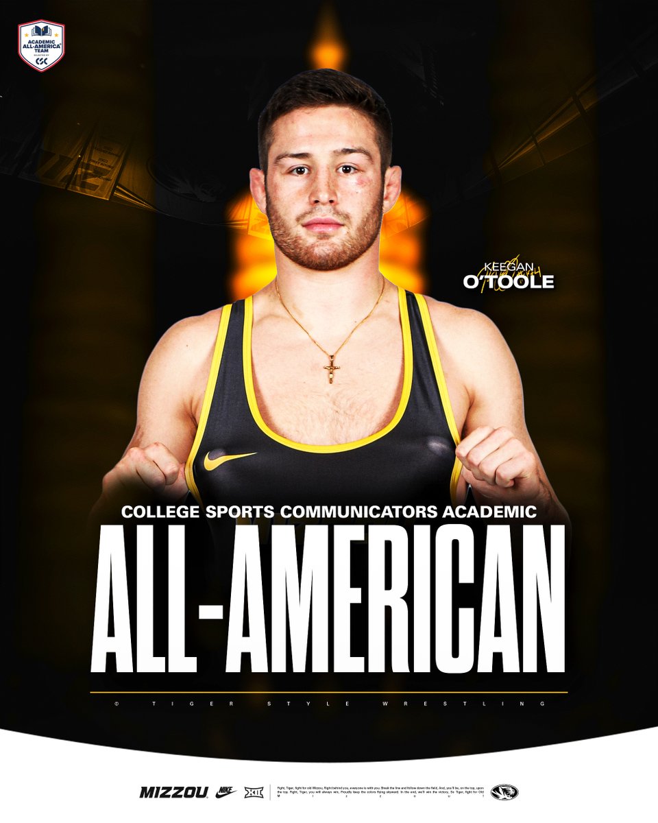 MizzouWrestling's tweet photo. Keegan O’Toole Collects Third @CollSportsComm Academic All-America Honor  

📰 https://t.co/wEW0soFiov

#TigerStyle https://t.co/8oC2rKoI8B
