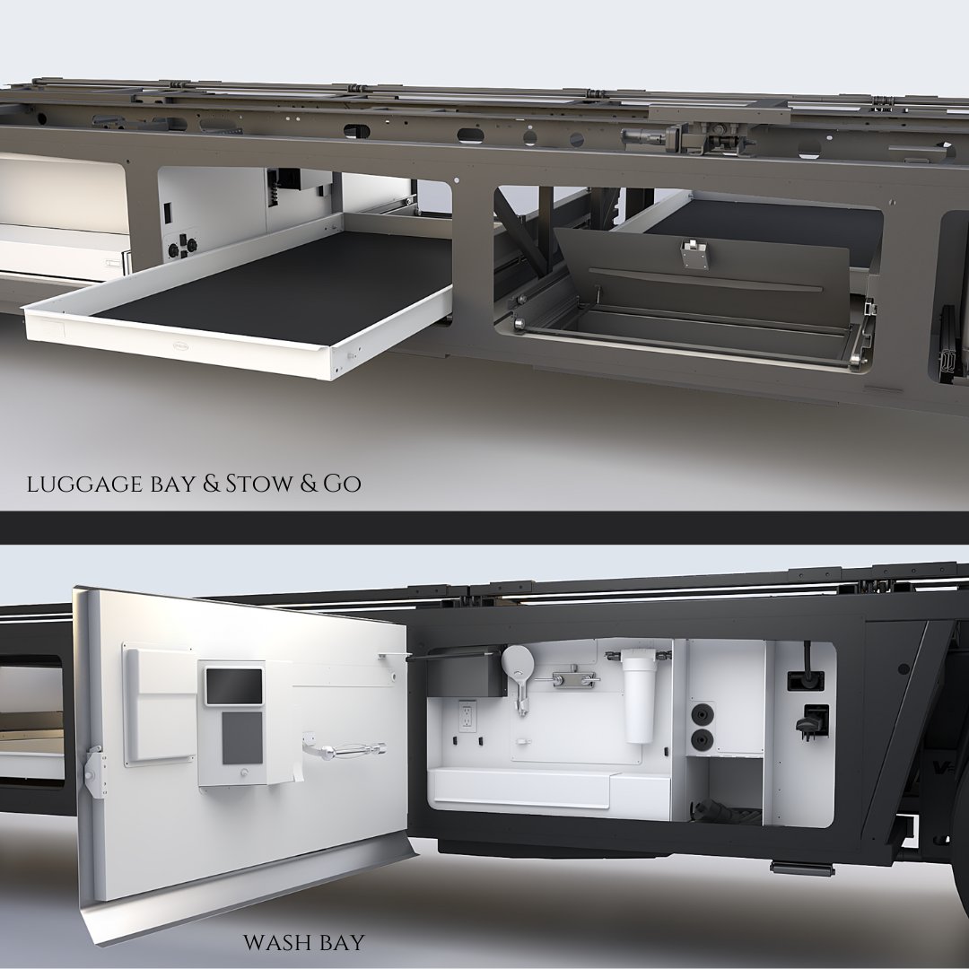 amcoachdiv's tweet photo. 👏 Meet the Celebration exterior on the American Eagle — 

Powered by the Liberty Bridge® chassis from Freightliner Custom Chassis, this coach delivers a smooth, stable, and confident ride. 

#AmericanCoach #LuxuryRV #RVLife https://t.co/a80QEHJwaC