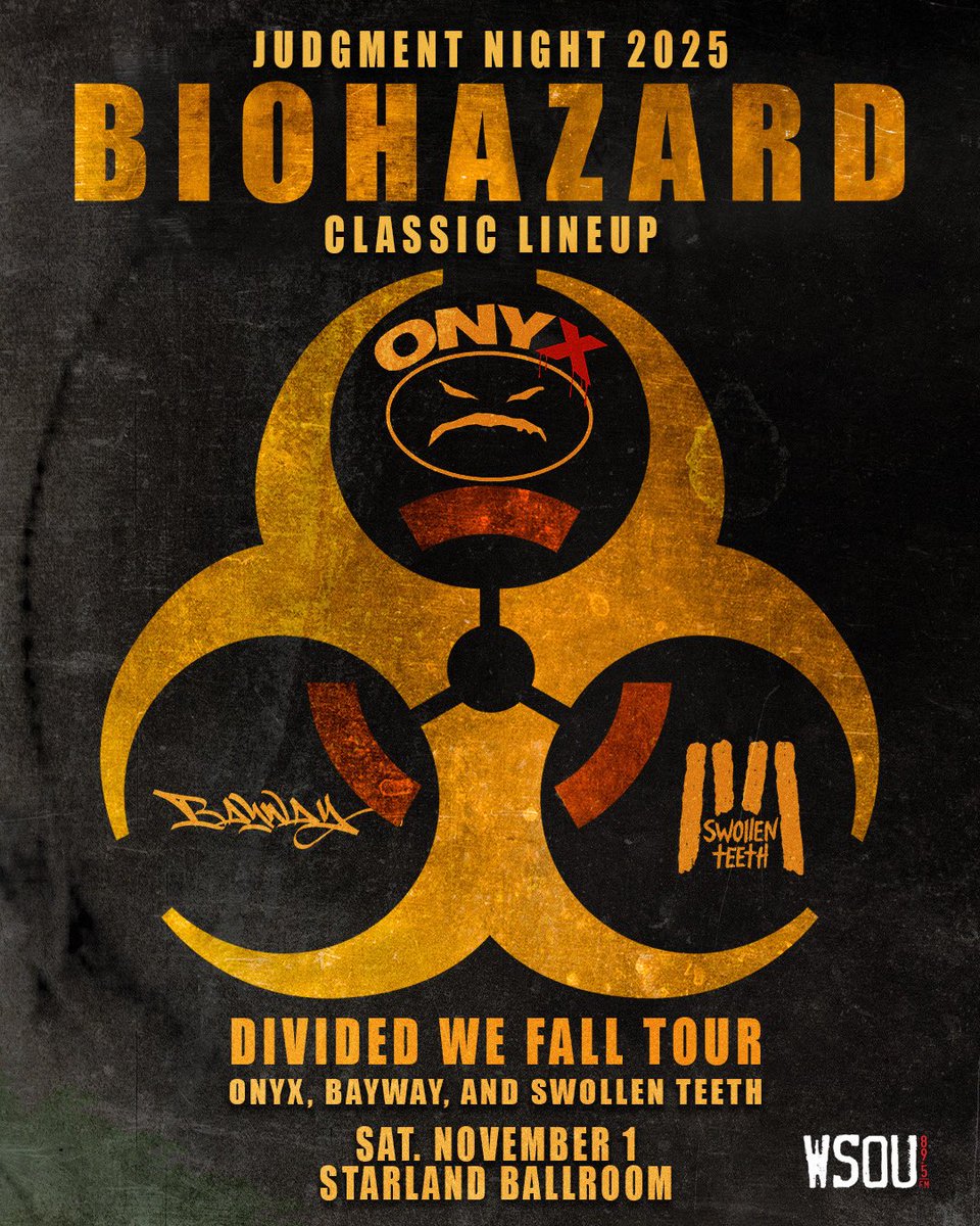 WSOU 89.5 FM (@wsou) on Twitter photo WSOU PRESENTS <a href="/biohazardDFL/">BIOHAZARD</a> back with their classic lineup on the DIVIDED WE FALL TOUR, alongside special guests Onyx, <a href="/BaywayNJ/">BAYWAY</a>, and <a href="/SwollenTeeth/">SwollenTeeth</a>! Stopping at <a href="/starlandNJ/">Starland Ballroom</a> on Saturday, November 1st. Tickets go on sale this Friday at 10am.
WHO WILL WE SEE THERE?!? 🤘 WSOU PRESENTS <a href="/biohazardDFL/">BIOHAZARD</a> back with their classic lineup on the DIVIDED WE FALL TOUR, alongside special guests Onyx, <a href="/BaywayNJ/">BAYWAY</a>, and <a href="/SwollenTeeth/">SwollenTeeth</a>! Stopping at <a href="/starlandNJ/">Starland Ballroom</a> on Saturday, November 1st. Tickets go on sale this Friday at 10am.
WHO WILL WE SEE THERE?!? 🤘