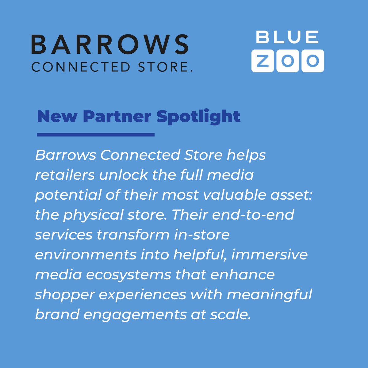 We’re thrilled to introduce <a href="/BarrowsGlobal/">Barrows</a> as a new BlueZoo channel partner!

Huge shoutout to Tim Bagwell and Kurt Hold—this partnership wouldn’t have been possible without their leadership and support!

#ChannelPartner #RetailMedia #InStoreAnalytics #BlueZoo #Barrows
