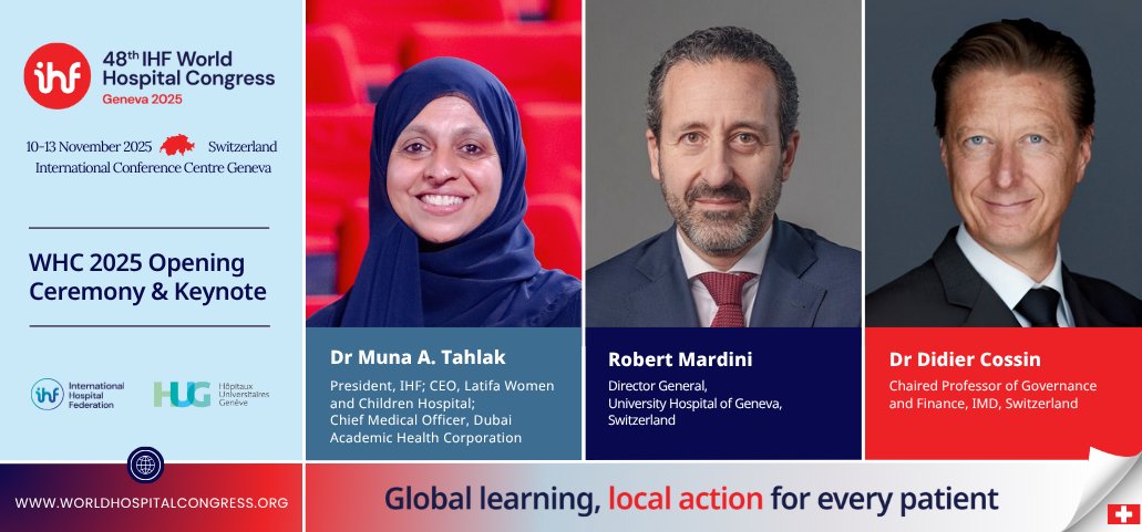 International Hospital Federation (@ihf_fih) on Twitter photo Mark your calendars: #IHFGeneva kicks off on 11 Nov with a thought-provoking keynote presentation by Prof. Dr Didier Cossin <a href="/IMD_Bschool/">IMD</a>. IHF President Dr <a href="/matahlak/">Muna Tahlak</a> and <a href="/hug_ge/">HUG</a> CEO Robert Mardini will officially open the Congress and welcome participants.
worldhospitalcongress.org/programme/openโฆ Mark your calendars: #IHFGeneva kicks off on 11 Nov with a thought-provoking keynote presentation by Prof. Dr Didier Cossin <a href="/IMD_Bschool/">IMD</a>. IHF President Dr <a href="/matahlak/">Muna Tahlak</a> and <a href="/hug_ge/">HUG</a> CEO Robert Mardini will officially open the Congress and welcome participants.
worldhospitalcongress.org/programme/openโฆ