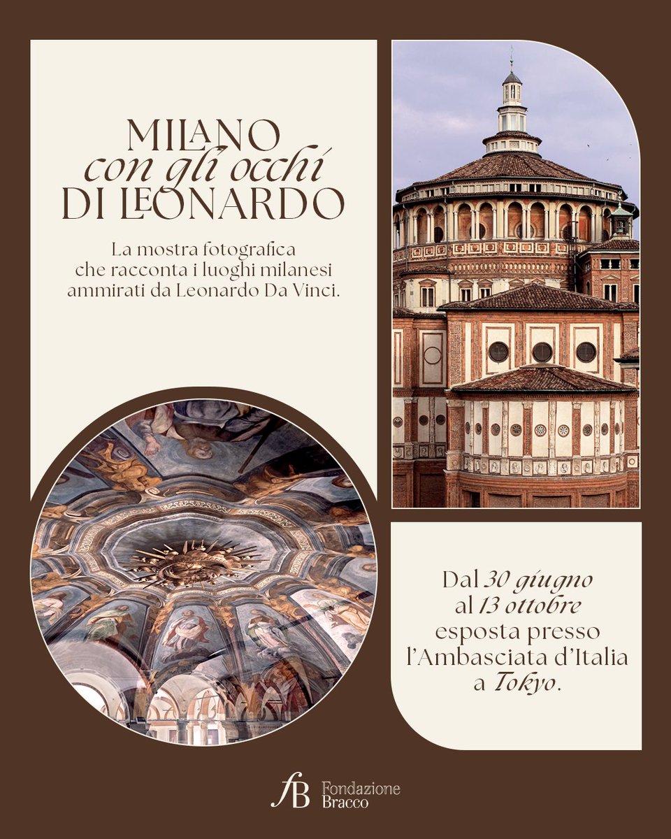 FondBracco's tweet photo. La mostra "Milano con gli occhi di Leonardo", realizzata con Accademia Teatro alla Scala, arriva a Tokyo. Grazie alla collaborazione con il Ministero degli Affari Esteri, sarà visitabile presso l’Ambasciata d’Italia fino al 13/10. https://t.co/KdDhRqEcD9 https://t.co/EomC7z4Mit