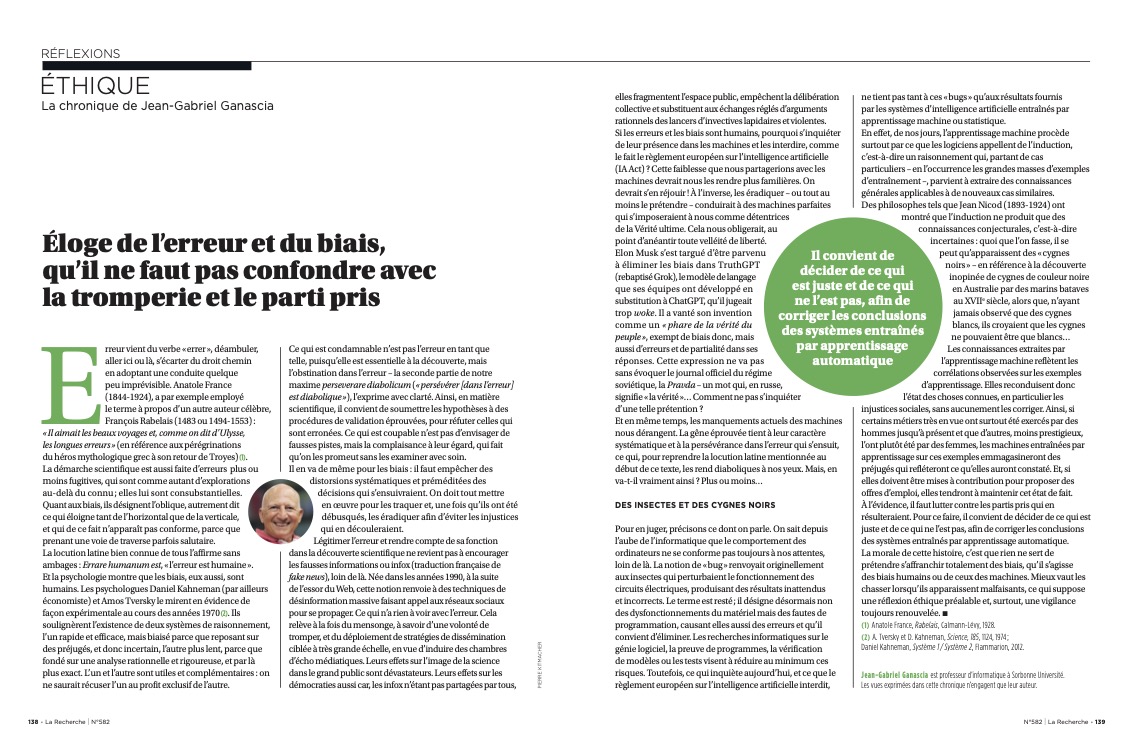 Si vous voulez savoir pourquoi on doit faire l'éloge de l'erreur et du biais, je vous invite à lire ma dernière chronique éthique parue dans la recherche
larecherche.fr/%C3%A9loge-de-…