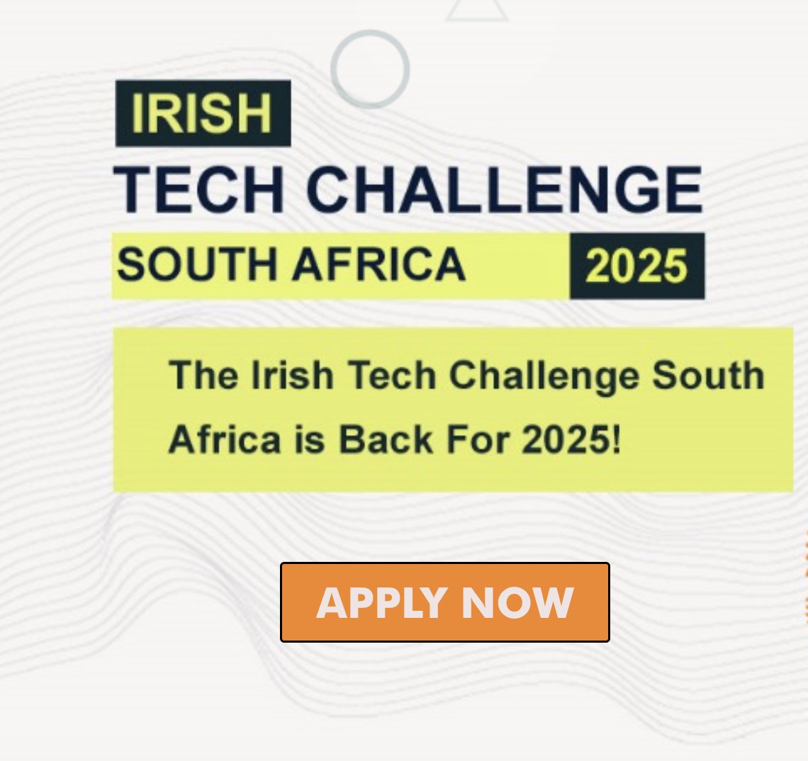 oppsforafricans's tweet photo. Irish Tech Challenge South Africa 2025 for South African tech startups. (Funded Trip to Ireland &amp; 10,000 Euros in Funding) @Irish_TC_SA @TshimologongIT @dogpatchlabs @tiaorgza #SouthAfrica #IrishTechChallengeSA https://t.co/2ntMmhb5Rs https://t.co/1mSBKGQasN