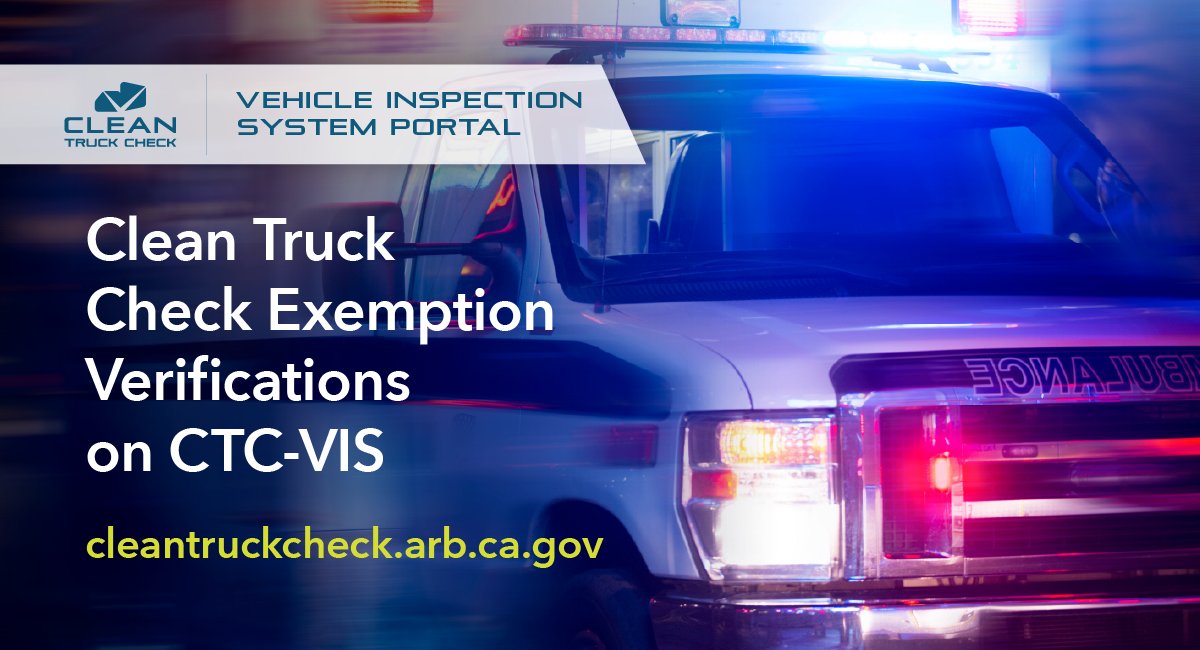 CARBTruckStop's tweet image. Exemption verifications just got easier in CTC-VIS!
Now includes:
☑️ Authorized emergency vehicles
☑️ CARB experimental permits
☑️ Executive Order vehicles
For detailed instructions, visit: bit.ly/4kCdTld
