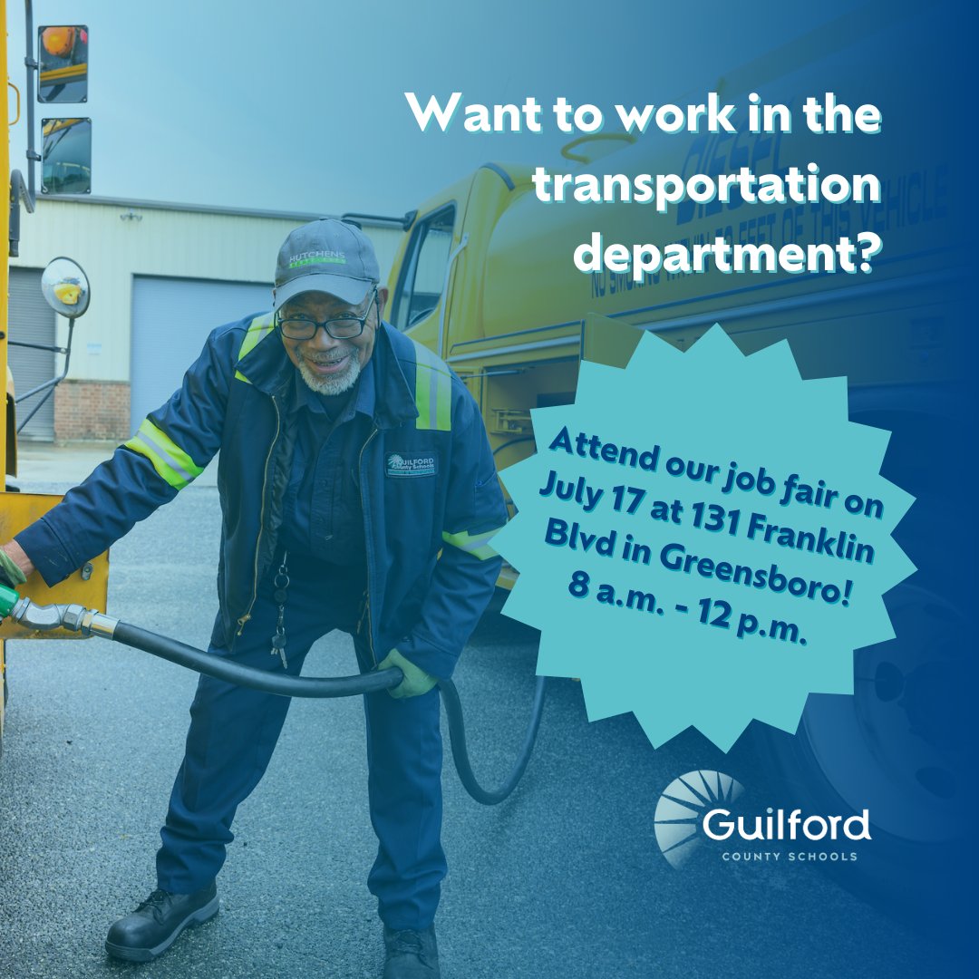 #GCSUpdates | Coming up next week: a GCS transportation job fair!🚍

We are ISO of drivers and mechanics ready to make a difference in the lives of our students. There will be individuals on site to assist with the application process.🌟