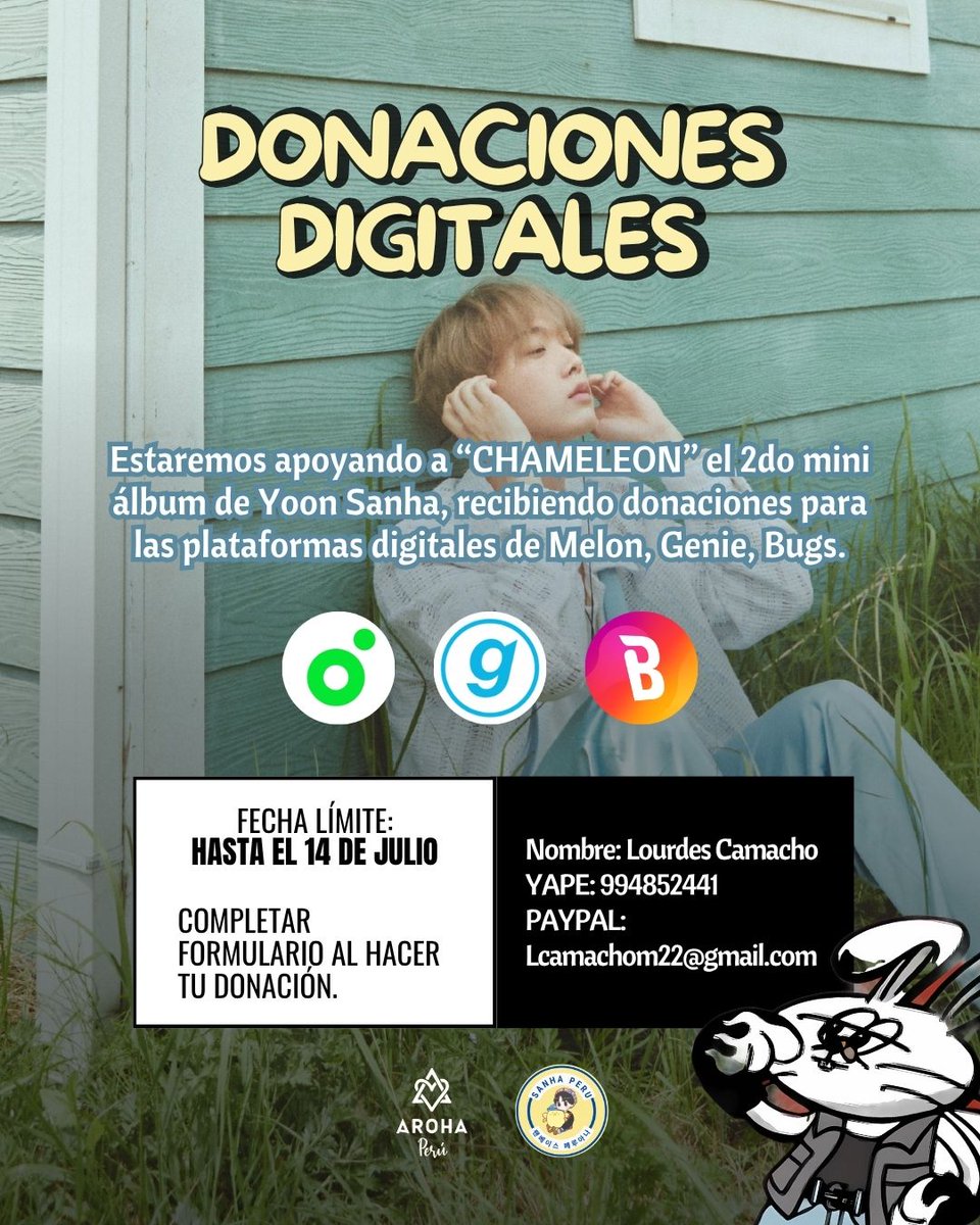arohaperu's tweet image. DONACIONES ~ CHAMELEON 📀

Aroha 💜 estamos recaudando donaciones para el 2do Mini Álbum *CHAMELEON* de nuestro #SANHA 🐥

Link:
🔗 forms.gle/LgXwAtTkfSWAjD…

Cualquier aporte es agradecido y estarás participando de un sorteo 🥳

#ASTRO #YOONSANHA #윤산하 #ユンサナ #CHAMELEON
