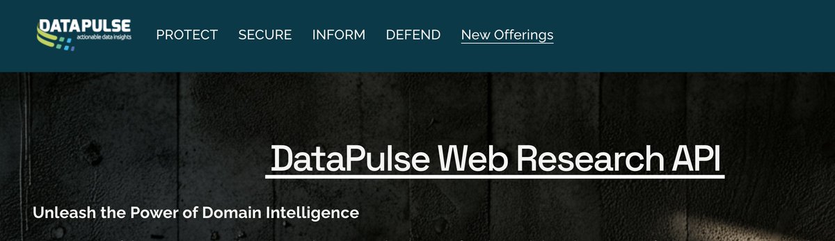 datapulse_'s tweet image. For the cybersecurity minded - especially those who delve in the world of brand/domain name protection, anti-phishing, and related intelligence - check out our new offering here - datapulse.global/webresearch-api #cybersecurity #dns #domainmanagement #DataPulse