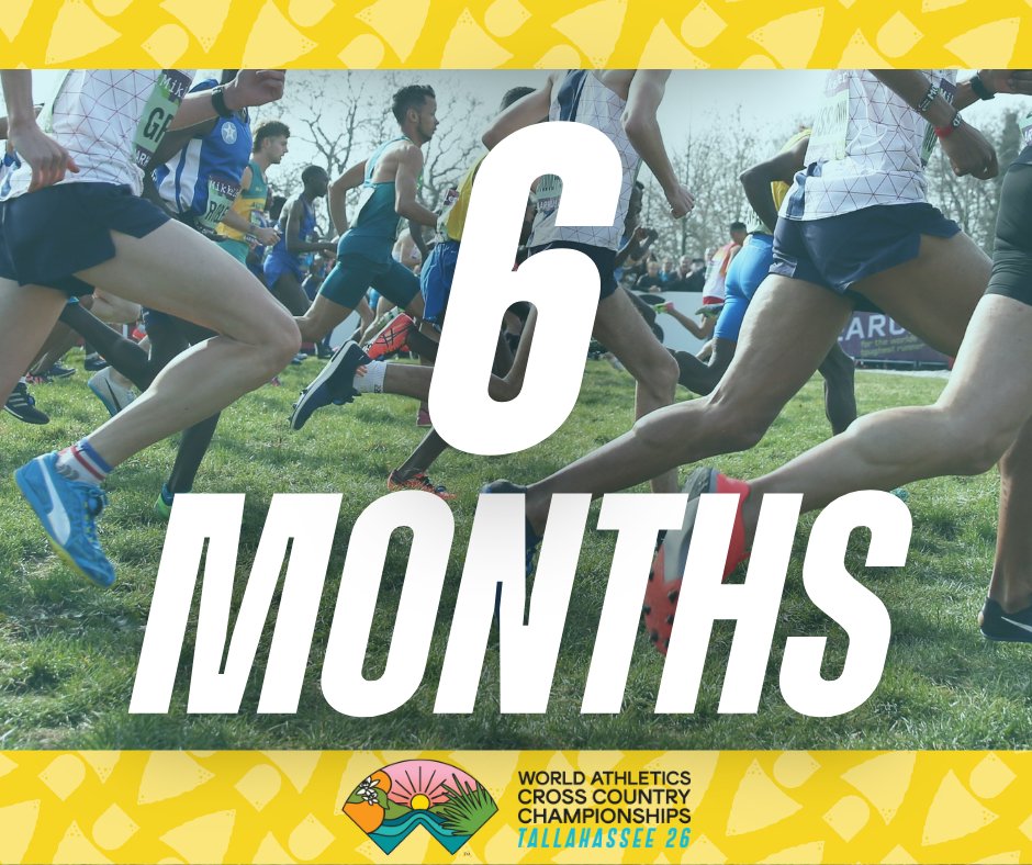 6 months. 1 shot at greatness.
🏃‍♀️💨

The countdown to WXC Tallahassee 26 is officially on.
This is our moment to make history, and the world
will be watching. Tallahassee, it’s time to shine. ✨

#WXCTallahassee26 #WorldCrossCountry