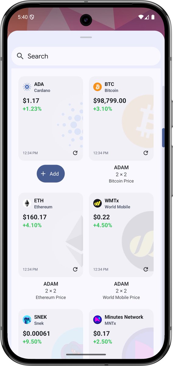 AndroDevs's tweet image. ADAM Cardano v3.3.2 for Android is live. You can now select the price widget currency. Get it on Google Play.