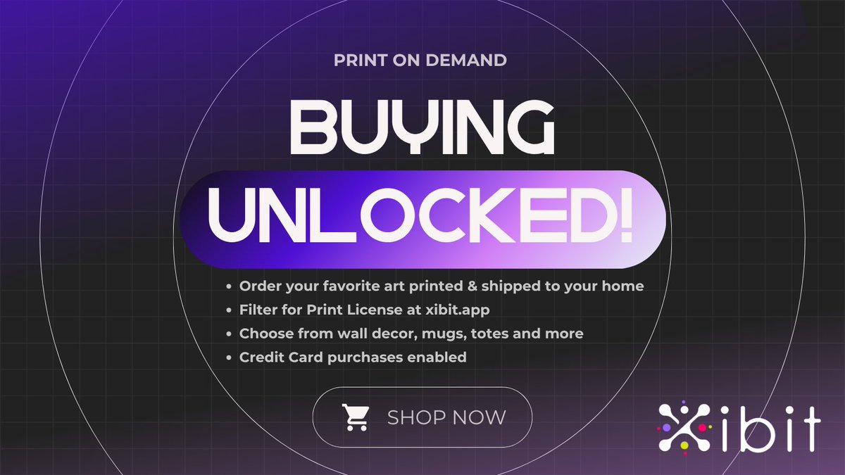 🎉 Print on Demand Buying is Unlocked! 

🛒Time to go shopping for your favorite art!

🔍Set filter to "Print" in License section of Xibit

💳Order with your credit card

🚚Purchases will ship directly to your home

🖼☕️Choose framed canvas prints, posters, or mugs!