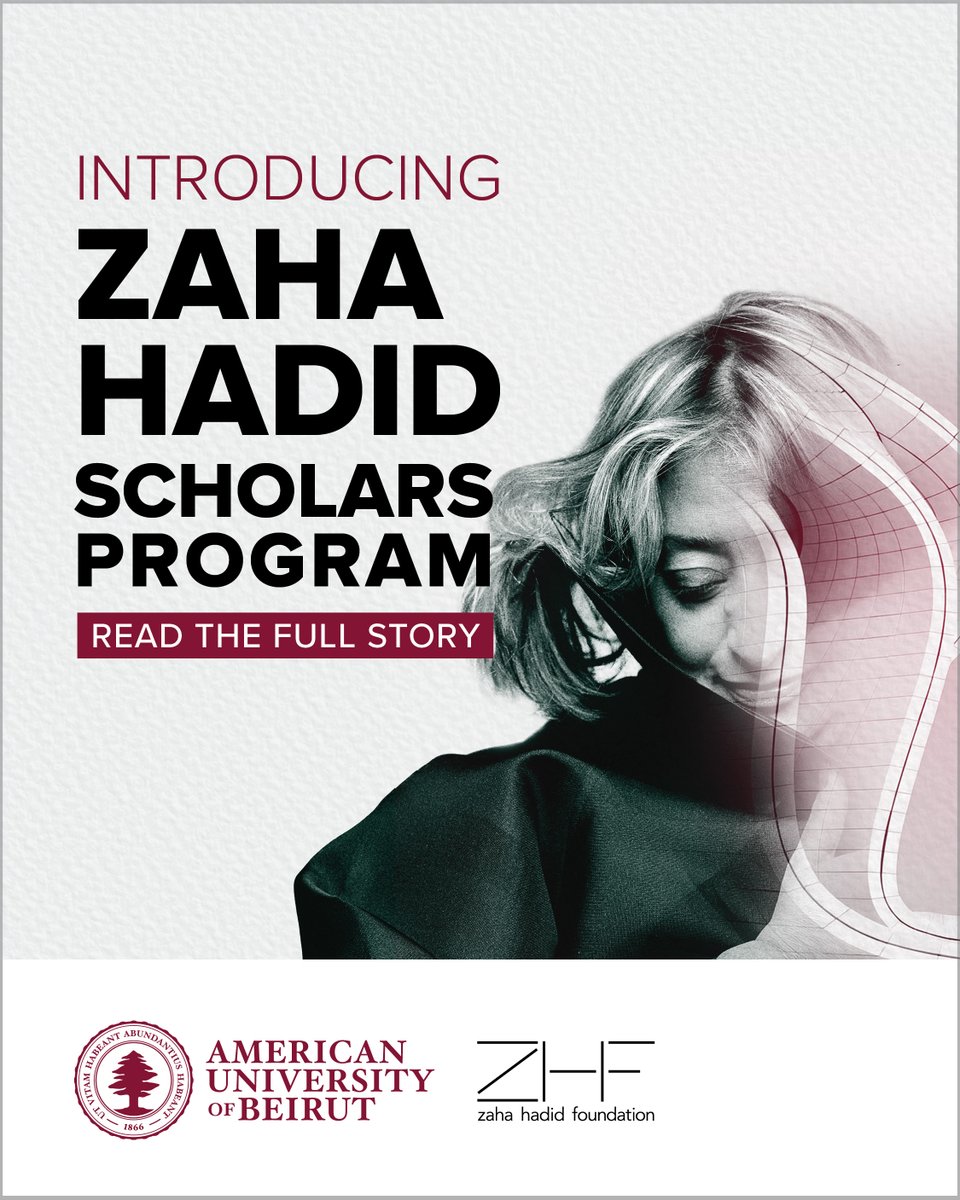 MSFEA (@msfea_aub) on Twitter photo American University of Beirut and the Zaha Hadid Foundation are proud to announce the Zaha Hadid Scholars Program, which benefits architecture students at AUB. The program honors the life and legacy of AUB alumna Zaha Hadid, who received AUBâs highest recognition, the honorary American University of Beirut and the Zaha Hadid Foundation are proud to announce the Zaha Hadid Scholars Program, which benefits architecture students at AUB. The program honors the life and legacy of AUB alumna Zaha Hadid, who received AUBâs highest recognition, the honorary