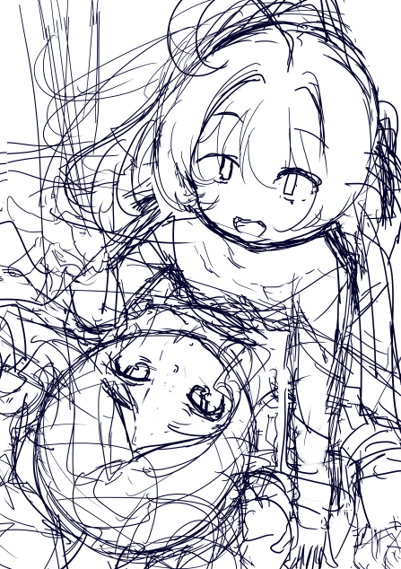 新刊の表紙ラフ。どっちがいいかずっと悩んでる 