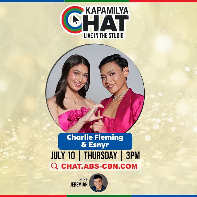 JeCatamio's tweet photo. CHARES!!! 🥳

Sagot na namin ang good vibes bukas sa Kapamilya Chat kasama sina #CharlieFleming at #Esnyr, LIVE at 3PM! 🤩

If you have any questions or message for them, you know the drill!! 📩😬 https://t.co/bVusvZ5p3i