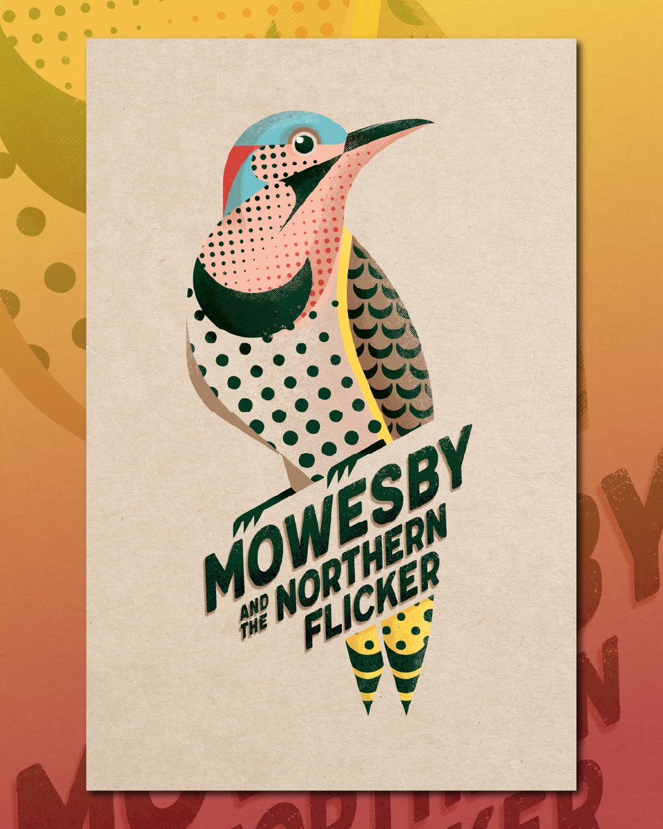 AskMighty's tweet image. Just printed this unique poster for @mowesby! 🐦🌿

I love the textured background and the various patterns that make up the bird. Perfect art for this indie-folk band's sound. Check them out!

#MowesbyAndTheNorthernFlicker #IndieFolk #BandPoster #PostFolk #MusicArt