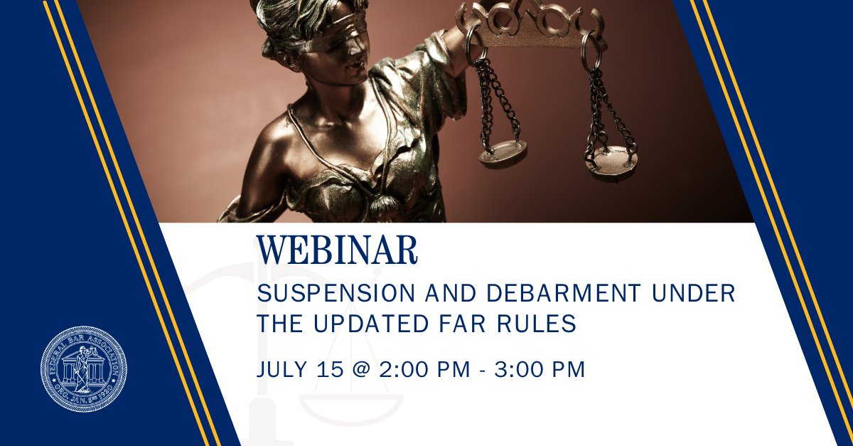 Join us for a panel on the January 2025 FAR revisions to suspension and debarment rules, aligning with the Nonprocurement Common Rule. Panelists will discuss the ongoing “Revolutionary FAR Overhaul” and potential changes to FAR Part 9.
Free for members! 
ow.ly/t68l50Wn5C0