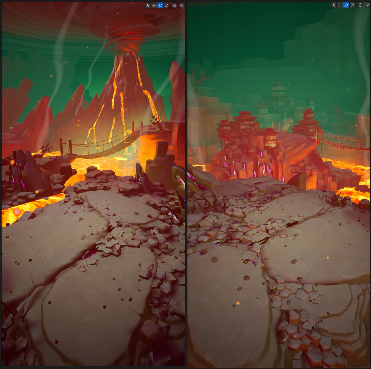 SeatinGameDev's tweet image. Volcanic Battlezone upgrade from one of our incredible tech artists @wardensascent
