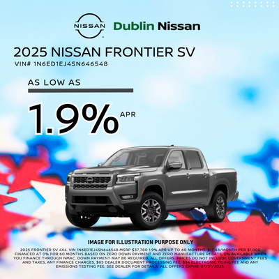 Dublin_Nissan's tweet image. 💼 Smart truck, smart terms—finance the 2025 Frontier SV with 1.9% APR for up to 60 months 🛻🔧 #FrontierSV #LowAPR #NissanTruck

VIN# 1N6ED1EJ4SN646548

Shop For Yours at 👉 p1.tt/3IgBDwX