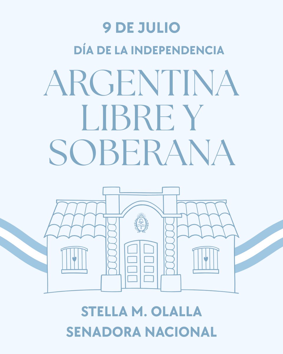 🇦🇷 En cada 9 de Julio renovamos nuestro compromiso con la Patria.

La independencia se honra todos los días; con diálogo, justicia, educación y trabajo.
Sigamos construyendo una Argentina libre, federal y con futuro.

#9DeJulio #DíaDeLaIndependencia #VivaLaPatria